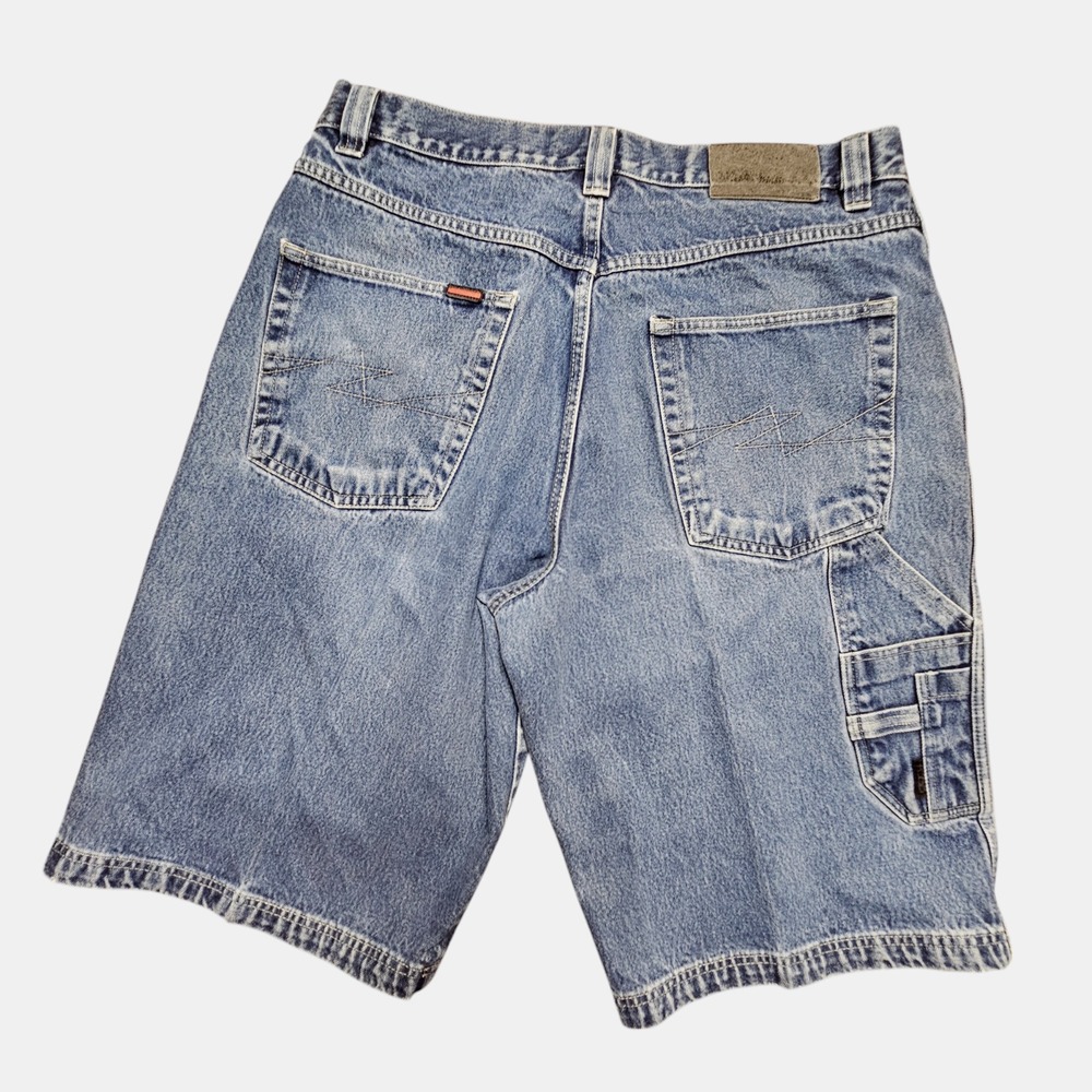 Fubu Y2K Light Wash Loose Baggy Denim Jean Shorts Carpenter 38 Hip Hop Cotton